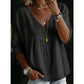 👚 50% RABATT NU! 🕊️ Kvinnors Casual V-ringad Spetskant Topp – Kejsarskuren, Lättvikt & 3/4 Ärmar – Flödande, Andningsbar & Romantisk ✨