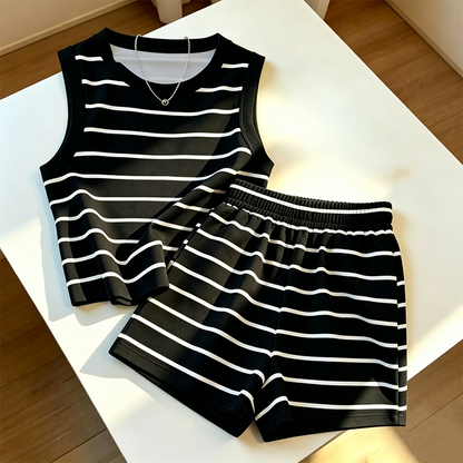 🏆LAST DAY SALE 50% OFF🔥Women's Striped Sleeveless Top & Shorts Set