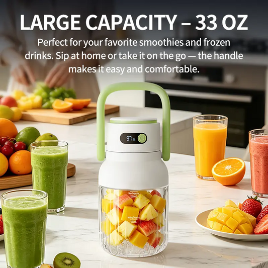 🍹 50% RABATT ❄️ Bärbar USB-drivna mixer, 1000ml kapacitet med digital display, gör färska smoothies vart som helst 🥤🥝