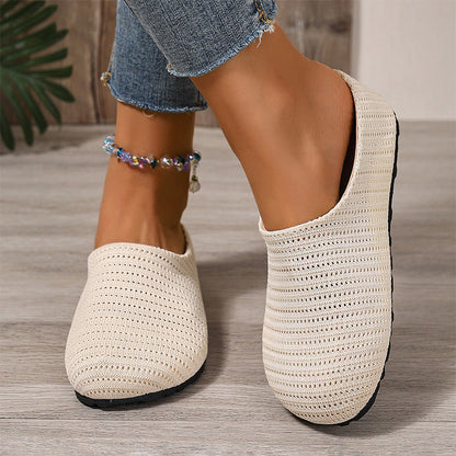 👡 50% RABATT NU! 🌬️ Damernas andningsbara stickade påklingsmules 🌸
