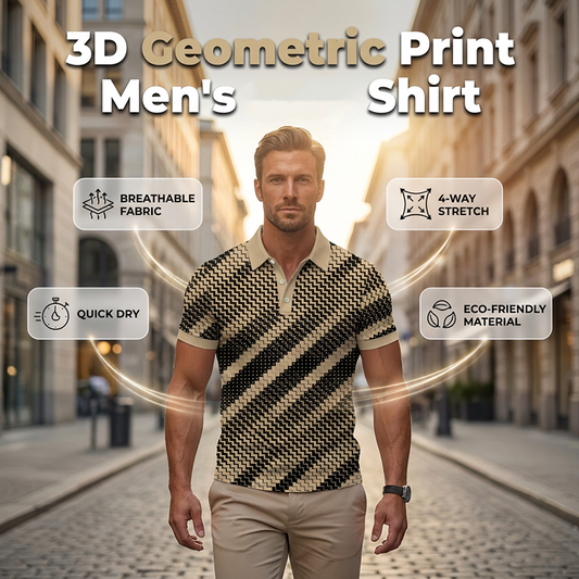 👔 Herr Skjorta med Geometriskt Tryck och Krage