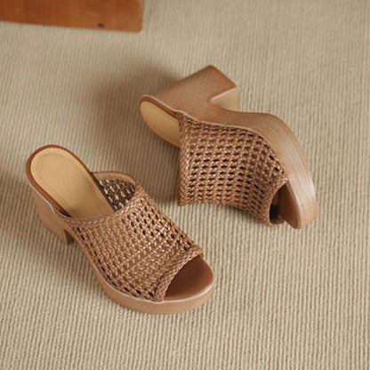 👡【Tidsbegränsat erbjudande: 50% rabatt】Damernas Casual Ihåliga Peep Toe Plattformssandaler