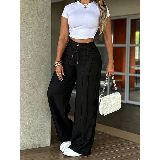 👖✨ Högmidjade raka byxor för dam