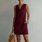 👗 LIMITED-TIME 50% OFF! 💥 Elegant Slim Fit Cowl Neck Dress – Sleeveless, Side Pockets, Versatile ✨