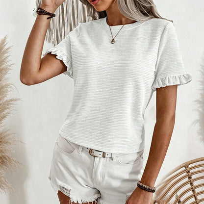 👕Damtopp med Eleganta Volangärmar – Sommartopp