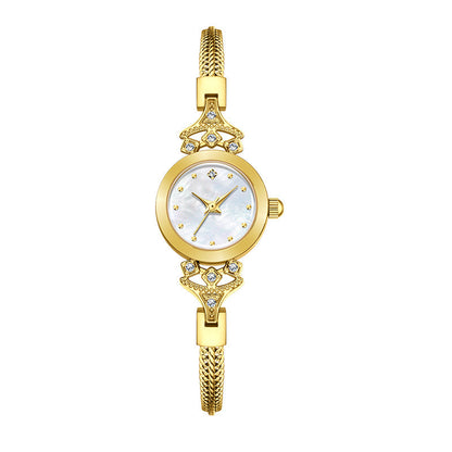 💎 50% RABATT NU! ⌚ Elegant Damklocka med Pärlemorsskiva – Kristallindex & Flätat Metallband ✨