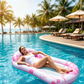 ⏰50% RABATT HALVT PRIS🔥🌊 Uppblåsbar Poolflotte Hängmatta med Mesh-center ☁️ Avslappnad vattenhängmatta för sommar 🏊‍♀️💦