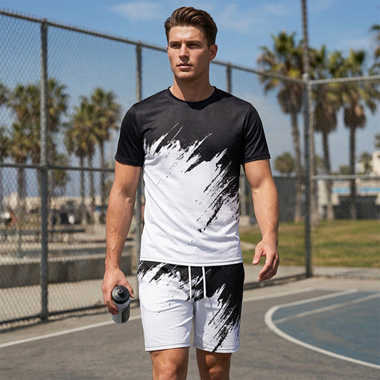 👕 50% RABATT! ☀️ Herr sommar dynamisk print casual set – Bekväm & andningsbar – Perfekt för varma dagar, sport eller avslappnad stil – ledig 2-delad look 🩳✨