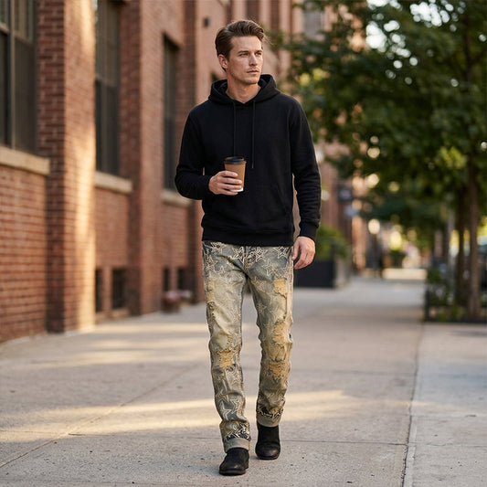 🏆SISTA DAGEN 50% REA🔥Herr Slim Fit Slitna Jeans