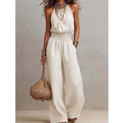 ✨🔥 Dam Elegant Ryggfri Halsringad Jumpsuit