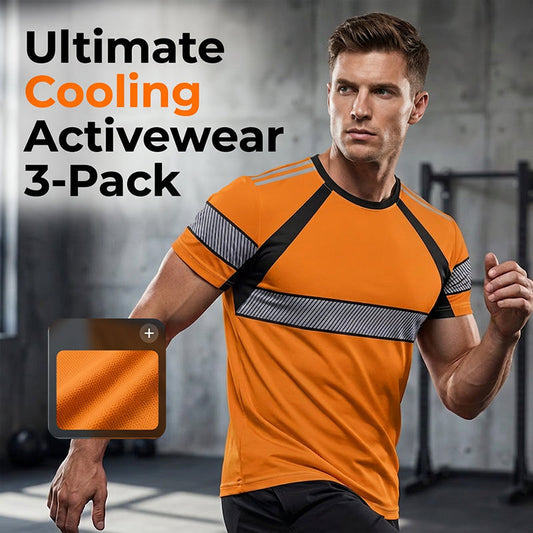 🔥Exklusivt 50% RABATT | Herr 3-Pack Kylande Träningströjor | Andningsbara Fuktavledande Gymtoppar | Dynamisk Kontrast Kortärmade T-Shirts för Löpning & Träning