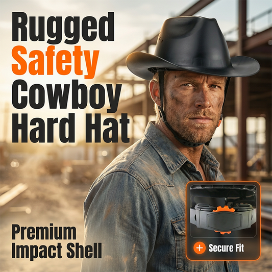 Cowboy-skyddshjälm med bred brätte för byggarbetsplatser