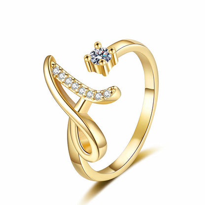 💍 50% RABATT! ✨ Justerbar Glittrande Initialring för Kvinnor – Välj Din Egen A–Z – Perfekt Som Present & Personlig Accessoar 🌸
