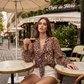 🎉 50% RABATT! 🌸 Leopard V-ringad Knuttopp – Vild Feminin Stil