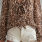 🎉 50% RABATT! 🌸 Leopard V-ringad Knuttopp – Vild Feminin Stil