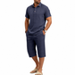 👕 50% RABATT NU! 🩳 Herr Sommarskjorta & Trekvartbyxor Set – Lätt, andningsbart & strandredo – Perfekt för semester & casual utflykter ☀️