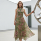 🎉 LIMITED TIME 50% OFF! 💚 Floral Halter Maxi Dress – Goddess Vibes, Floor-Sweeping Flow ✨