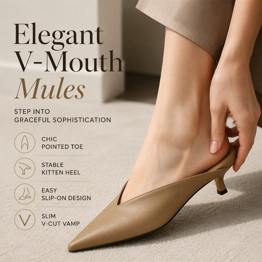 👡 50% RABATT! 🌸 Dameleganta spetsiga mules med V-ringning – Fina, luftiga & stilfulla – Perfekta för vardag, kontor & speciella tillfällen ✨