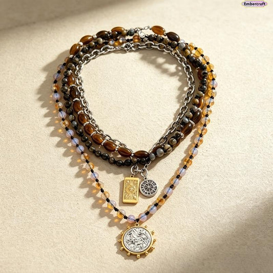 📿 Tidsbegränsad 50% rabatt!🌿 Retro flerskiktad pärlhalsband, elegant vintagestil för alla tillfällen💎