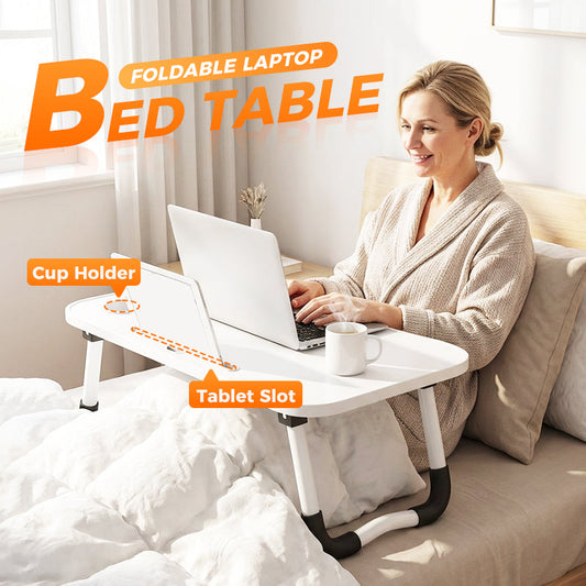 💻🔥50% RABATT⏰Vikbart laptopbord för säng med kophållare, utrymmesbesparande, perfekt för arbete, studier och måltider i sängen✨