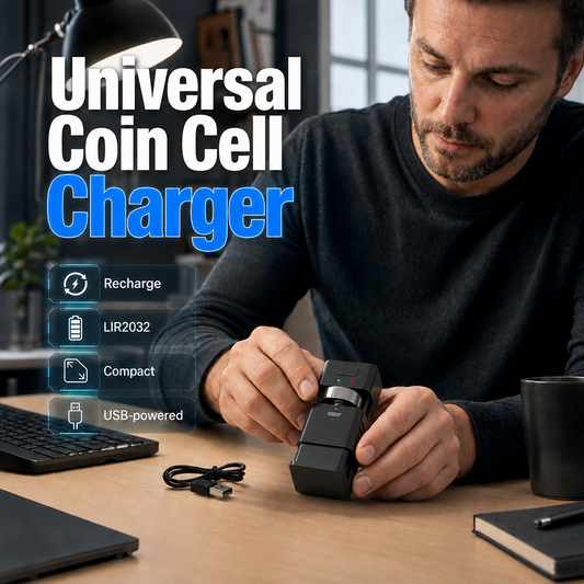 🔋 50% RABATT! ⚡️ Portabel uppladdningsbar knappcellsbatteriladdare, liten och lätt att ta med ✨