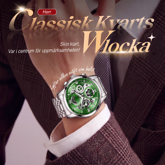 🔥50% RABATT✨ Herr klassisk kvartsklocka – grön skeletturtavla, rostfritt stål & 3ATM, tidlös stil för vardag och fest ⌚