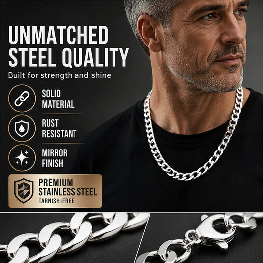💎50% RABATT⏰ Silverfärgat rostfritt stål halsband, elegant & slitagebeständigt