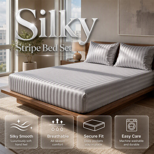 ✨50 % RABATT✨Silkigt Satinrandig Påslakan-Set med Dra-på-Lakan🛏️