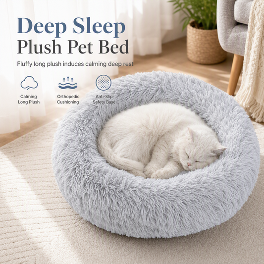 🛋️50% RABATT🐾 Rund Mysig Plysch Husdjursbädd – Mjuk Värmande Säng för Katter och Små Hundar☁️