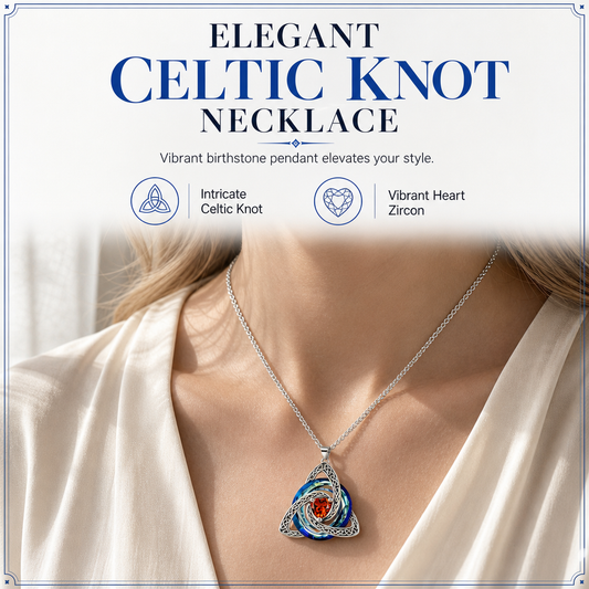 ✨50% RABATT📿Kvinnors Keltisk Knut Födelsestenar Halsband med Berlock, elegant smycke för fest och vardag💫