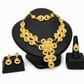 📢📢50 % RABATT !! ⏰24K guldpläterat bröllopssmyckeset – halsband, armband, ring och örhängen i indisk stil från Dubai för kvinnor