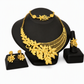 📢📢50 % RABATT !! ⏰24K guldpläterat bröllopssmyckeset – halsband, armband, ring och örhängen i indisk stil från Dubai för kvinnor
