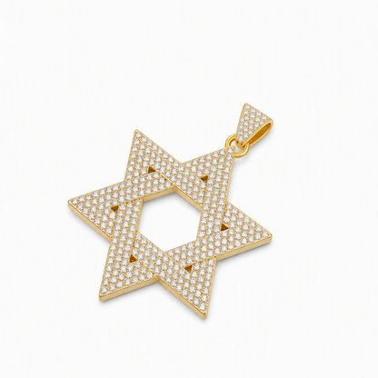 ✨ 50% RABATT ⚡ Hiphop Davidsstjärna, ihålig med strass, kedja på 50 cm 📿