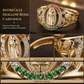 🌷 50 % RABATT ✨ Guldtonad metallring för kvinnor, gudinnamotiv med blommor, ovala färgade zirkoner, elegant Old Money-stil 💍