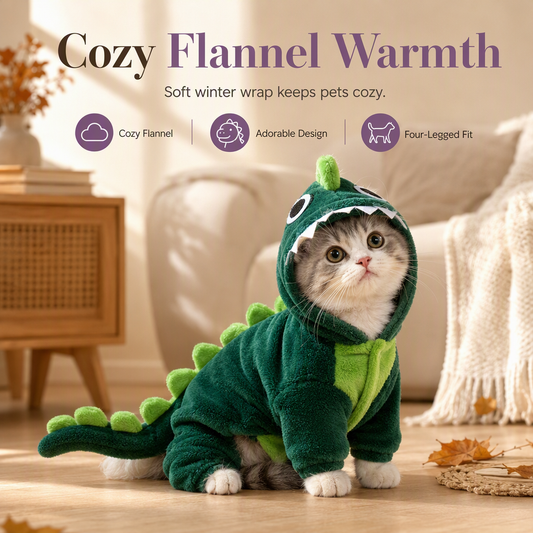🦖 50% RABATT! 🐾 Sömlöst dinosaurie- och monstermaskotkostym, varma fyrbenta kläder för katter och små hundar ✨