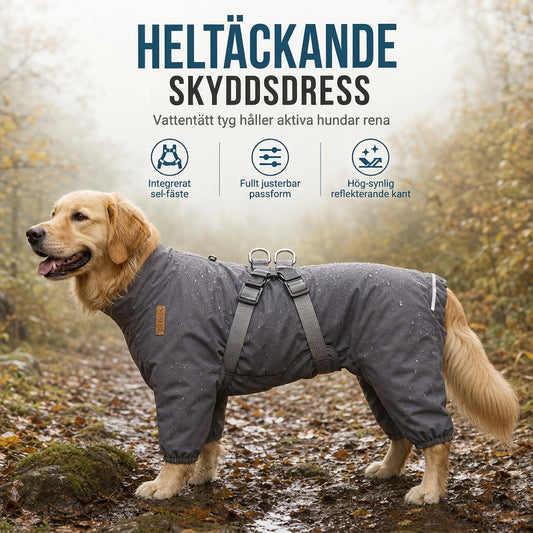 ☔️ 50 % RABATT! ⏰ Lätt vattentätt fyrbent hundregnkapel, reflexer utomhus, koppelfäste, för små och stora hundar🐶🌧️