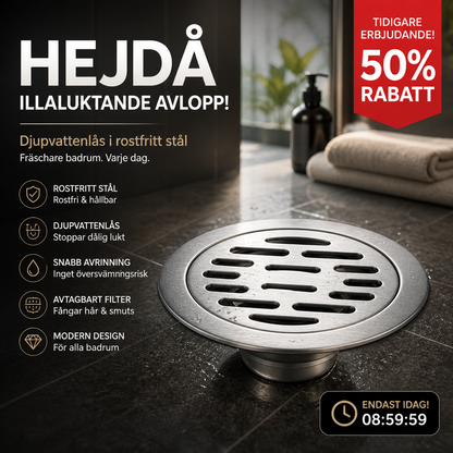 🛁 Tidsbegränsad 50% rabatt! 💧 Rund borstad rostfri golvavlopp med luktstopp, stilren design för badrum och dusch 🚿