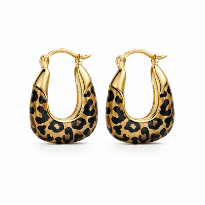 🐆 50% RABATT NU! !✨ Vintage leopardmönstrade U-formade huggie-örhängen✨