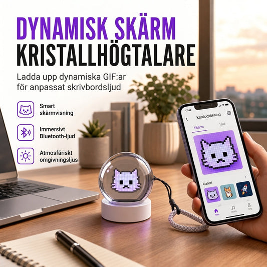 📢📢 50% RABATT!! ⏰ Careluxpro Transparent Kristallkula Bluetooth-högtalare med digital skärm för video- och GIF-uppspelning