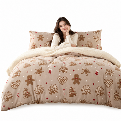 🍁 50% RABATT 🛏️ Tjockt varmt 3-delat bäddset, mönstertryckt för höst och vinter🌰