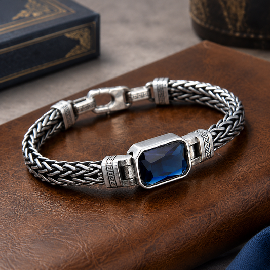 📢📢 50% RABATT💎Vintage sterlingsilver meanderarmband – handgjort flätat unisex hip-hop-smycke