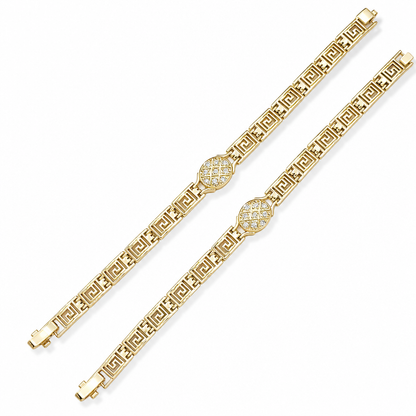 💎 50% RABATT ✨ Retro grekisk nyckel smycke med rhinestone, elegant vintage tillbehör