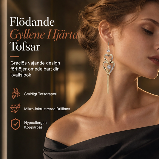 💛 50% RABATT 🕊️ Dubbelsidiga guldhängörhängen med hjärtan, elegant smycke för kvinnor 💕