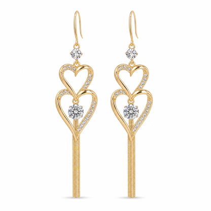💛 50% RABATT 🕊️ Dubbelsidiga guldhängörhängen med hjärtan, elegant smycke för kvinnor 💕