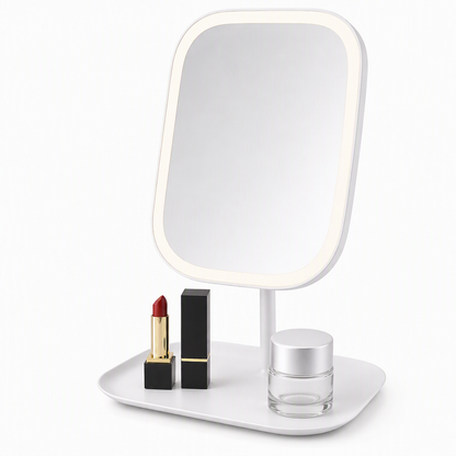 💄✨ 50 % rabatt！Bärbar hopfällbar sminkspegel med LED-ljus, skrivbordsspegel, kompakt för studentrummet