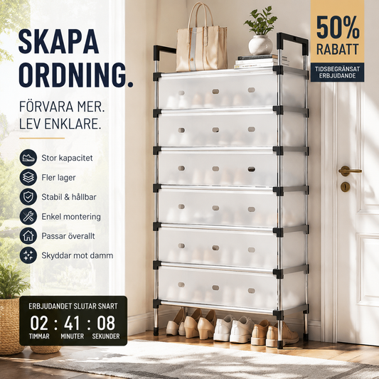 👟 50 % RABATT! 🔥 Inga röriga skor längre – Flernivå skohylle med stor kapacitet, utrymmesbesparande, stabil konstruktion